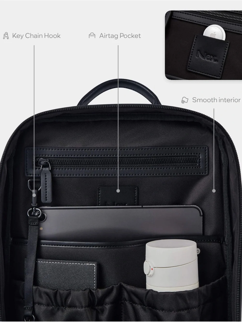 Nex Hawaii Underseat Backpack Black Vegan Leather Laptop Travel